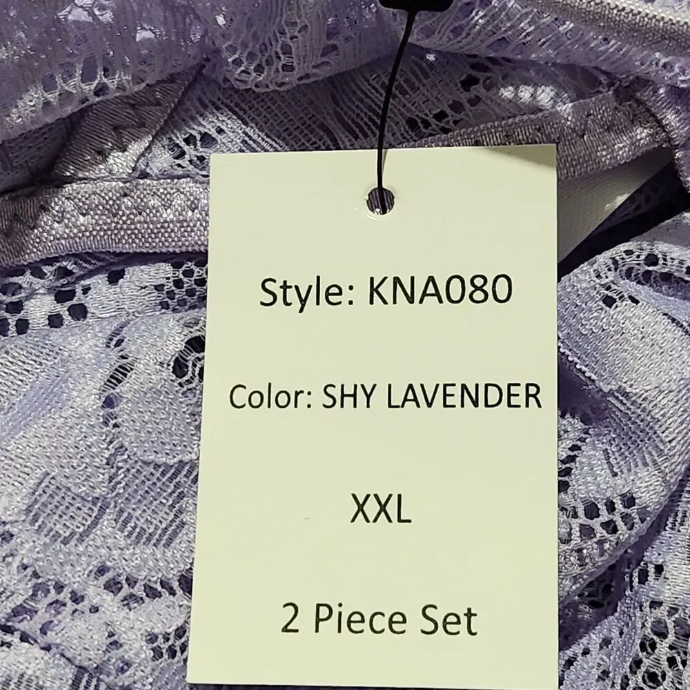 Lilac London 2PCS!! Babydoll chemise and thong lingerie set Size XXL Lavender